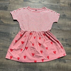 Tea Collection Striped and Heart Pattern Dress Girl's Size 5